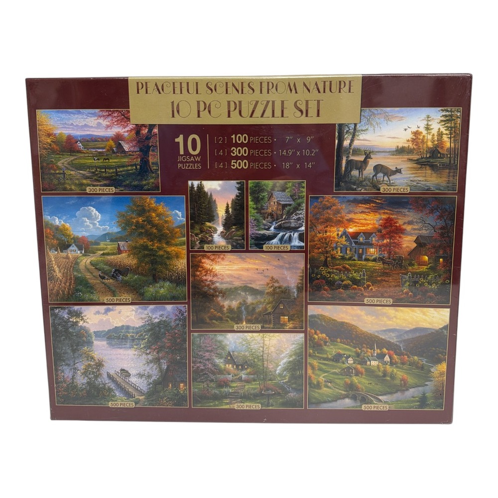 Peaceful Scenes From Nature 10 Jigsaw Puzzles Set New Sealed